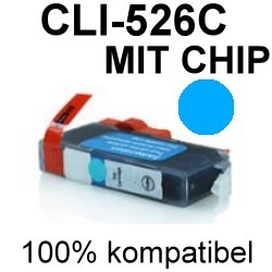 Drucker-Patrone kompatibel Canon (CLI-526C) Cyan mit Chip Pixma-IP4850/IP4950/IX6550, Pixma MG5150/MG5250/MG5340/MG5350/MG5150/MG6250/MG8150/MG8240/MG8250
